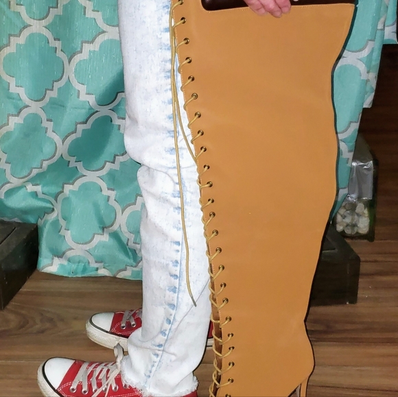 Stiletto Over the Knee "Hunting Style" Boots Sz 6.5 women's - Picture 3 of 5